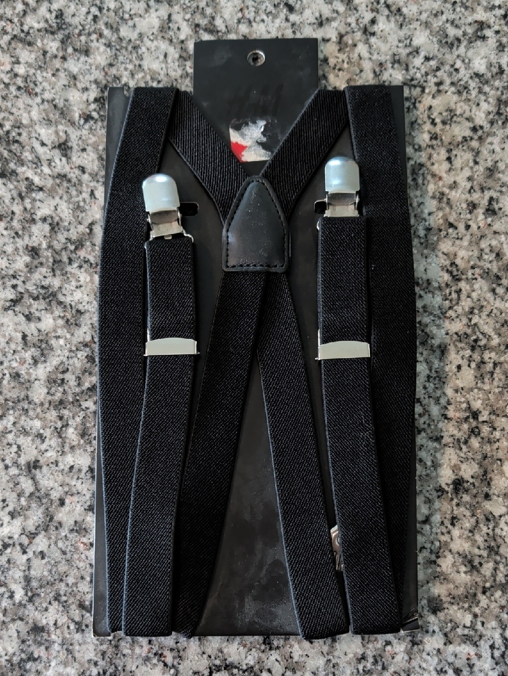 H&M Black Men’s Suspenders with Silver Clips
